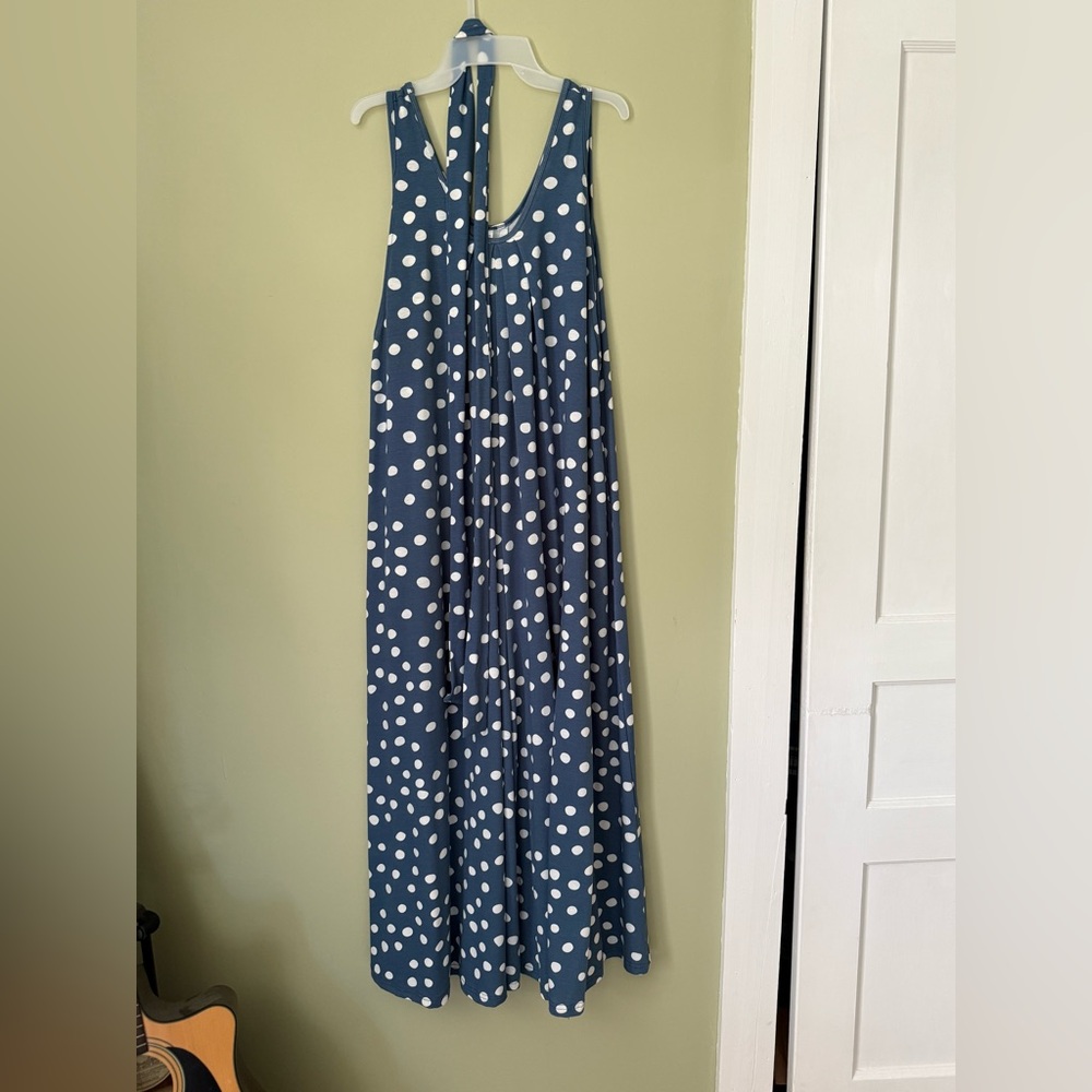 Latched Mama Blue and White Polka Dot long Momper